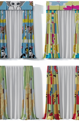 Color children's room curtain combination 3d model