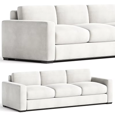 Modern Three Seater Sofa With Light Upholstery Comfortable Seats And Armrests 3d model