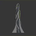 Elegant Modern Spiral Tower Structure With Green Plants On Top Design