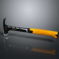 Black And Yellow Handle Metal Head Hammer On Gray Background With Reflection 3d model