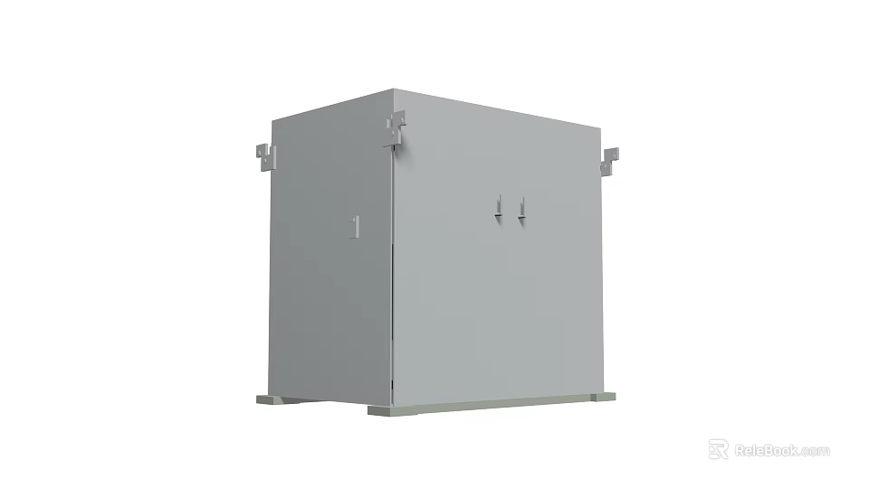 Industrial Equipment Metal Enclosure With Hinged Doors And Secure Locking 3d model 
