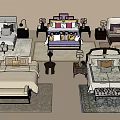 Stylish Double Bed Designs With Upholstered Headboards Bedside Tables And Rugs 3d model