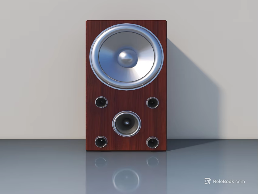 Wooden Shell Speaker With Silver Unit And Bottom Circular Holes Design 3d model 