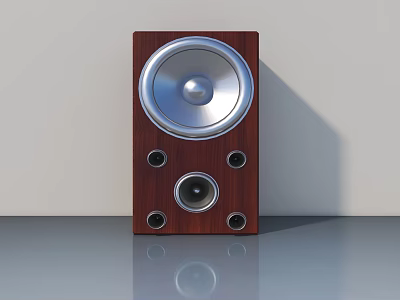 Wooden Shell Speaker With Silver Unit And Bottom Circular Holes Design 3d model