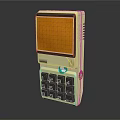 Vintage Beige Mobile Phone with Yellow Screen Numeric Keypad Green Call and Pink End Icons