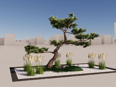 New Chinese style landscape sketch pine landscape tree withered landscape background Pohan pine shape pine welcome pine model