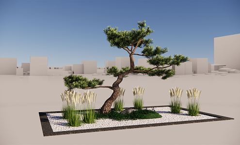 New Chinese style landscape sketch pine landscape tree withered landscape background Pohan pine shape pine welcome pine 3d model