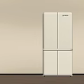 White Modern Refrigerator In Minimalist Setting With Light Wall And Wooden Floor