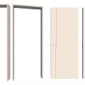 Light Colored Sliding Door With White Frame And Smooth Surface In Minimalist Design