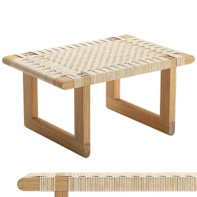 Natural Woven Top Coffee Table With Light Wooden Frame And Minimalist Design 3d model