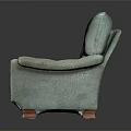 Light Green Upholstered Single Sofa With Armrests And Wooden Legs Design