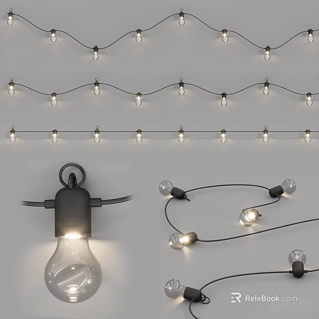Stylish Decorative String Lights With Bright Bulbs And Flexible Cords For Home Decoration 3d model 