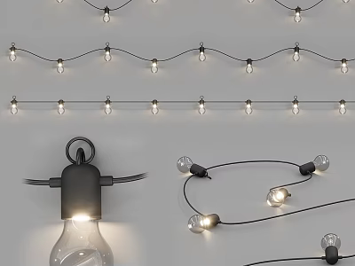 Stylish Decorative String Lights With Bright Bulbs And Flexible Cords For Home Decoration 3d model