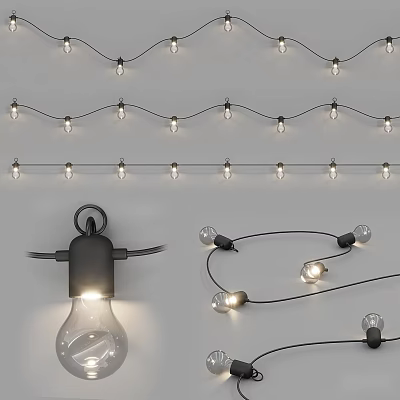 Stylish Decorative String Lights With Bright Bulbs And Flexible Cords For Home Decoration 3d model