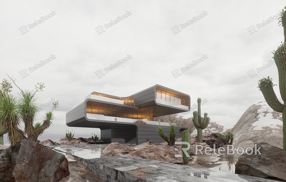 Modern Single-family Villa Desert Villa Holiday Villa Mountain Villa Personal Residence Homestay Building Self-built House model