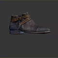 Fashionable Purple Suede Ankle Boots With Leather Straps And Red Lining
