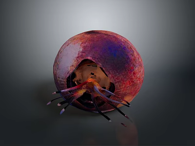 Unique Colorful Spherical Food With Purple Red Hue Hollow Center And Stretchy Strips 3d model
