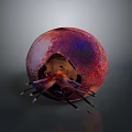 Unique Colorful Spherical Food With Purple Red Hue Hollow Center And Stretchy Strips