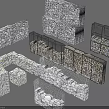 Modern Stone Feature Wall With Various Decorative Structures And Textured Designs 3d model