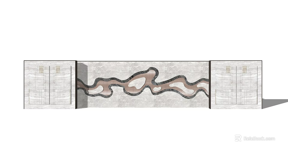 Modern Feature Wall With Curved Decorative Pattern And Marble Texture Design 3d model