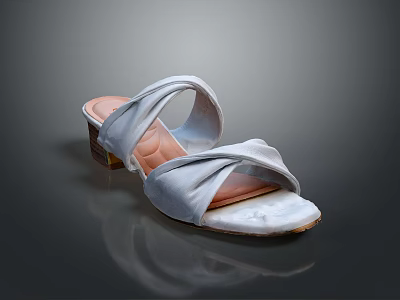 Women's Sandals With Crisscross Satin Straps Block Heel Leather Insole Elegant Summer Footwear 3d model