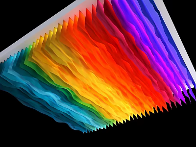 Colorful Art Installation With Wavy Folded Layers And Vibrant Gradient Colors 3d model