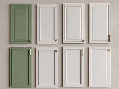 Green And White Cabinet Doors With Various Designs For Kitchen Furniture 3d model