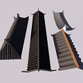 Traditional Ancient Architecture Roof Components Featuring Black Tiles And Orange Tile Sections