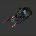 Futuristic Black Blue Flying Vehicle With Transparent Cockpit Streamlined Design And Glowing Green Blue Lines