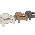Beige Upholstered Leisure Chair With Rounded Armrests And Plush Seat Design