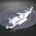 White Helicopter With Rotor And Windows On Circular Transparent Background Red Concentric Circles 3d model