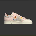 Pink And White Sneakers With Colorful Floral Patterns On Upper And White Sole