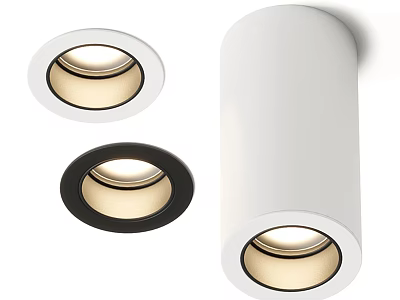 Modern Downlights and Spotlights White Black Frames Warm Light for Interior Lighting Design 3d model