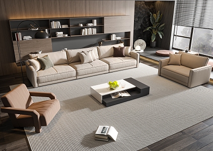 Modern sofa coffee table combination 3d model