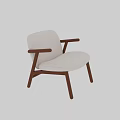 Modern Accent Chair With White Fabric Upholstery And Wooden Armrests And Legs