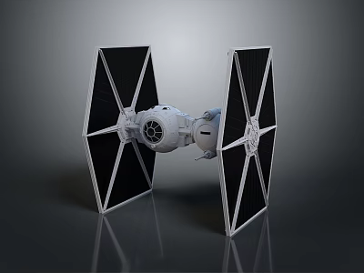 TIE Fighter Spacecraft Model With Angular Wings And Galactic Design Elements 3d model