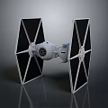 TIE Fighter Spacecraft Model With Angular Wings And Galactic Design Elements