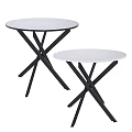 Modern Side Table With White Round Top And Cross Metal Legs In Various Colors