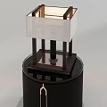 Modern Table Lamp With Square White Shade And Black Circular Base