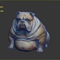 Chubby Brown And White Bulldog With Wrinkled Skin On Dark Smooth Surface