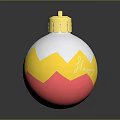 Decorative Christmas Ornament With White Yellow Pink Wavy Pattern And Gold Top Loop