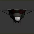 Futuristic Spacecraft 3D Model With Red Green Exterior Central Transparent Window And Side Propulsion Structures