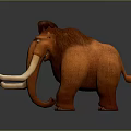 Cartoon Mammoth Character With Red Fur And Long Tusks In 3D Rendering