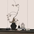 Quiet Ornaments Combination Decorative Ornaments Combination Vase Dried Branch Floriculture Book Camera 3d model