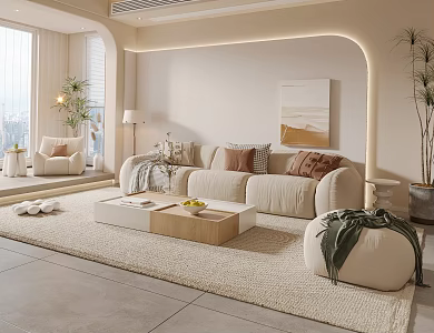 Modern living room sofa combination leisure chair 3d model