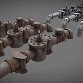 Industrial Metal Pipe Valves And Fittings With Rustic And Silver Finish Design