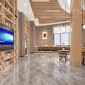 Artistic Library Interior Design With Wooden Bookshelves And Lounge Chairs