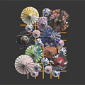 Colorful Folding Umbrellas Neatly Displayed On Yellow Rack For Home Storage