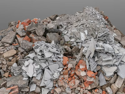 Large Pile of Construction Debris Including Rubble Bricks and Concrete Fragments 3d model