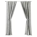 Dark And White Curtains With Gold Dots Light Trim And Tiebacks For Home Window Decor